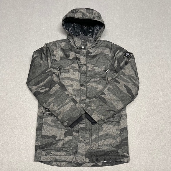 Columbia Other - Columbia Jacket Youth Large Grey Camo Parka Barlow Pass 600 Down Fill Omni-Heat